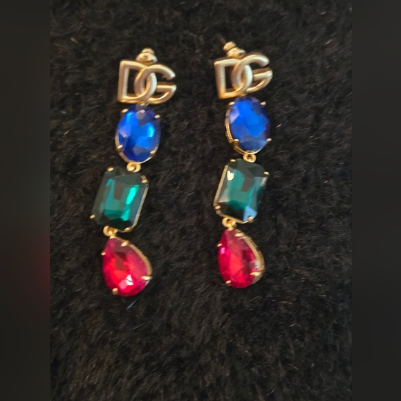 18kgp D&G Elegant Multicolor Drop Earrings - Picture 1 of 16